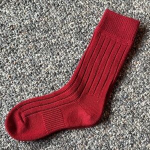 Bombas Women’s Merino Cashmere Blend Ribbed Calf Socks - Crimson. Size Medium